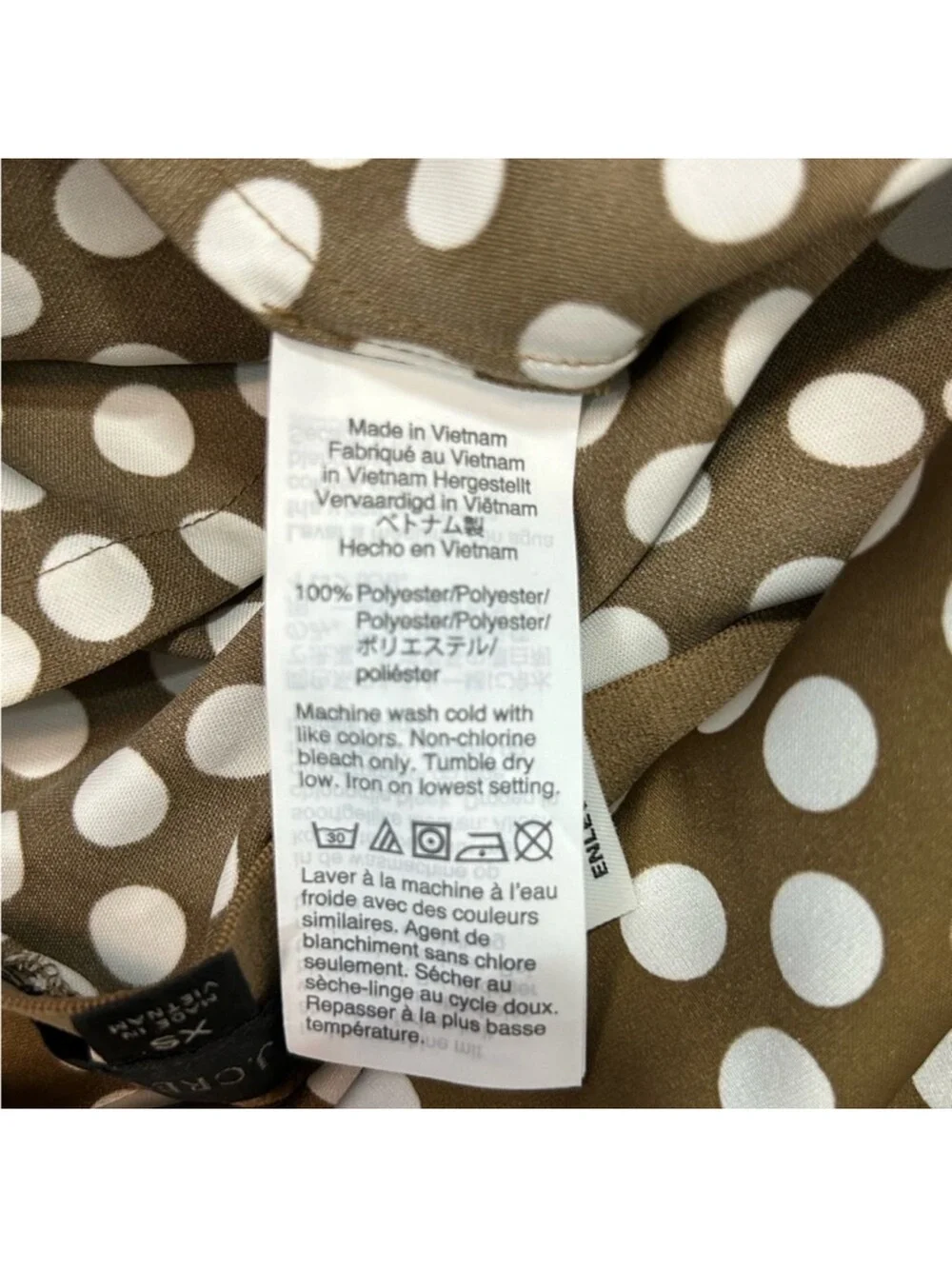 J. Crew Gwyneth Slip Skirt in Polka Dot Brown Ivory Size XS Extra Small